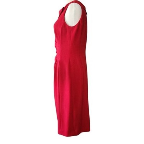 TAHARI Sleeveless Asymmetrical Ruched Sheath Dress Women's Size 8 Burgundy Red - Picture 4 of 12